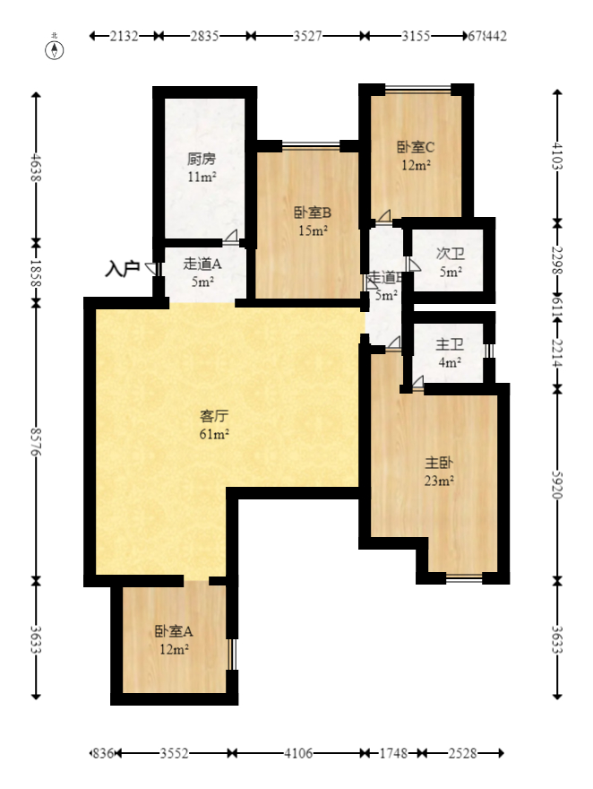 托斯卡纳  4室2厅3卫   348.00万室内图1