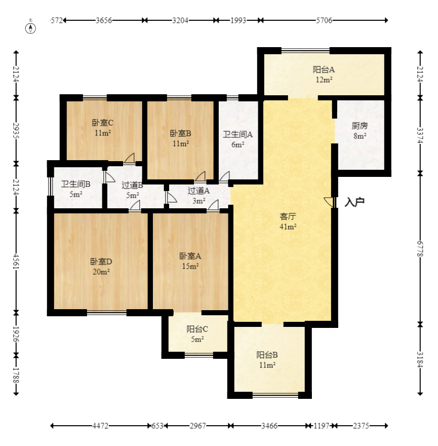藏珑湖上国际花园 4室2厅1卫 297.0万 藏珑湖上国际花园 4室2厅1卫 297.0万户型图