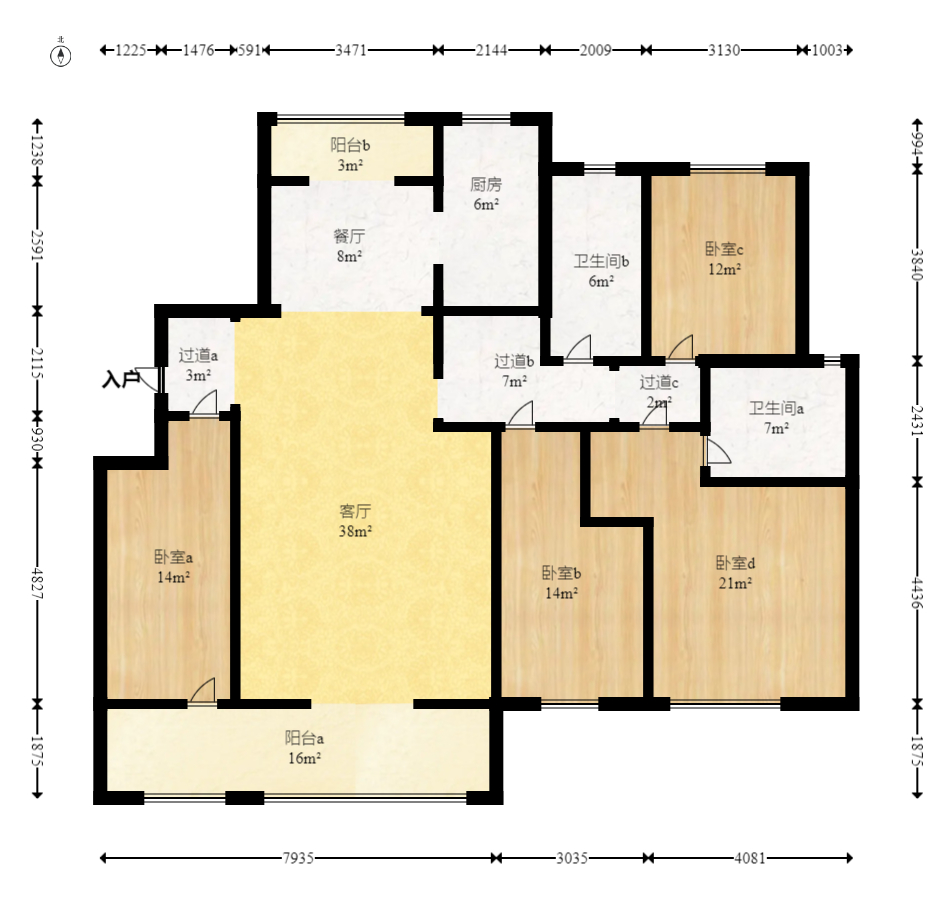 和美星城  4室2厅2卫    128.0万室内图1