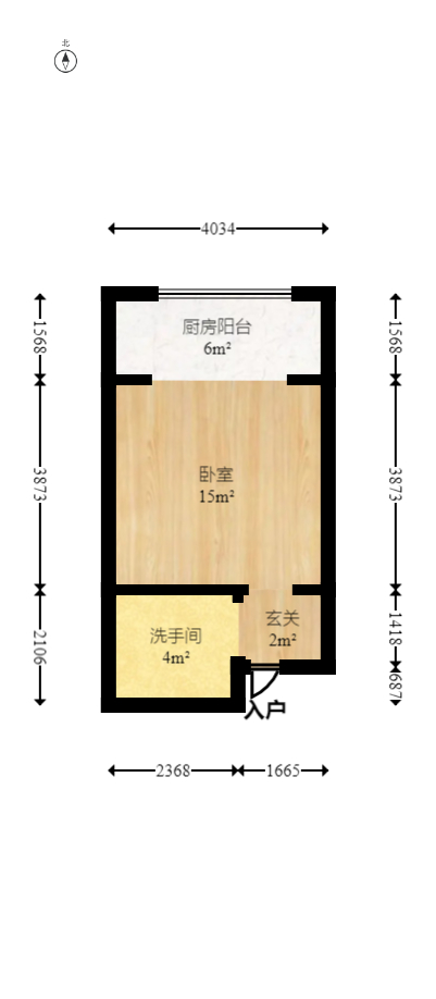 天元涉外景园B区  1室1厅1卫   30.00万室内图1