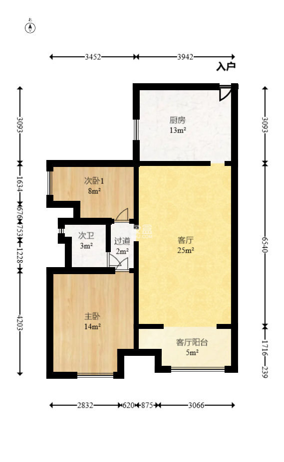 万科城 2室2厅1厨1卫 95.98万