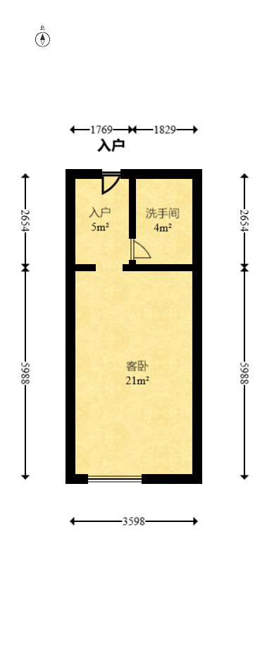 明昇壹城（明昇时代广场）三期  1室1厅1卫    63.7万室内图1