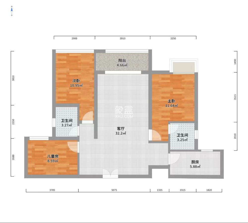 中建江湾壹号  3室2厅2卫   55.00万