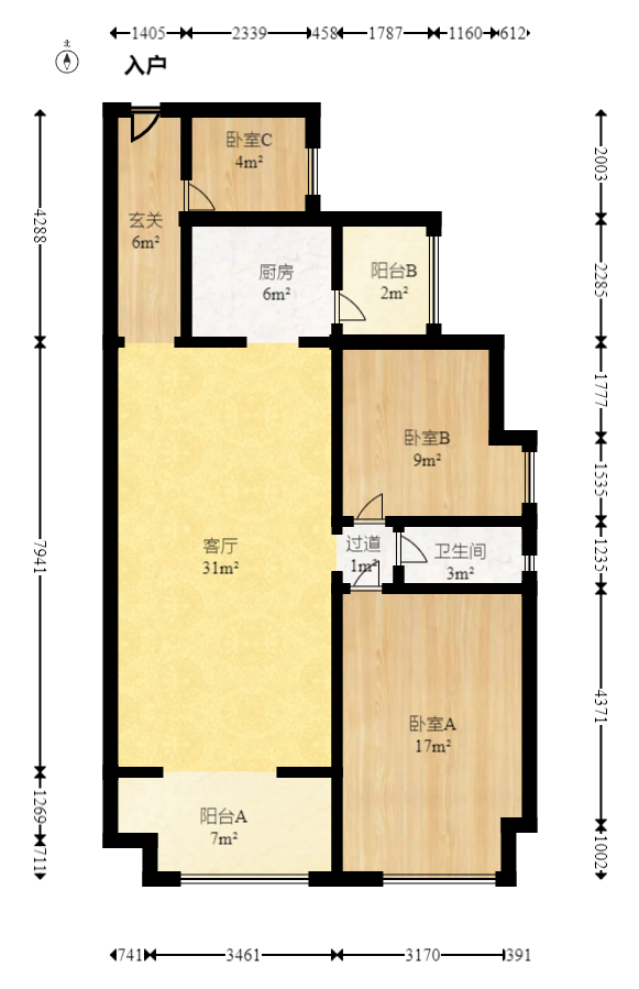 金色溪泉湾  3室2厅1卫    75.0万 金色溪泉湾  3室2厅1卫    75.0万户型图