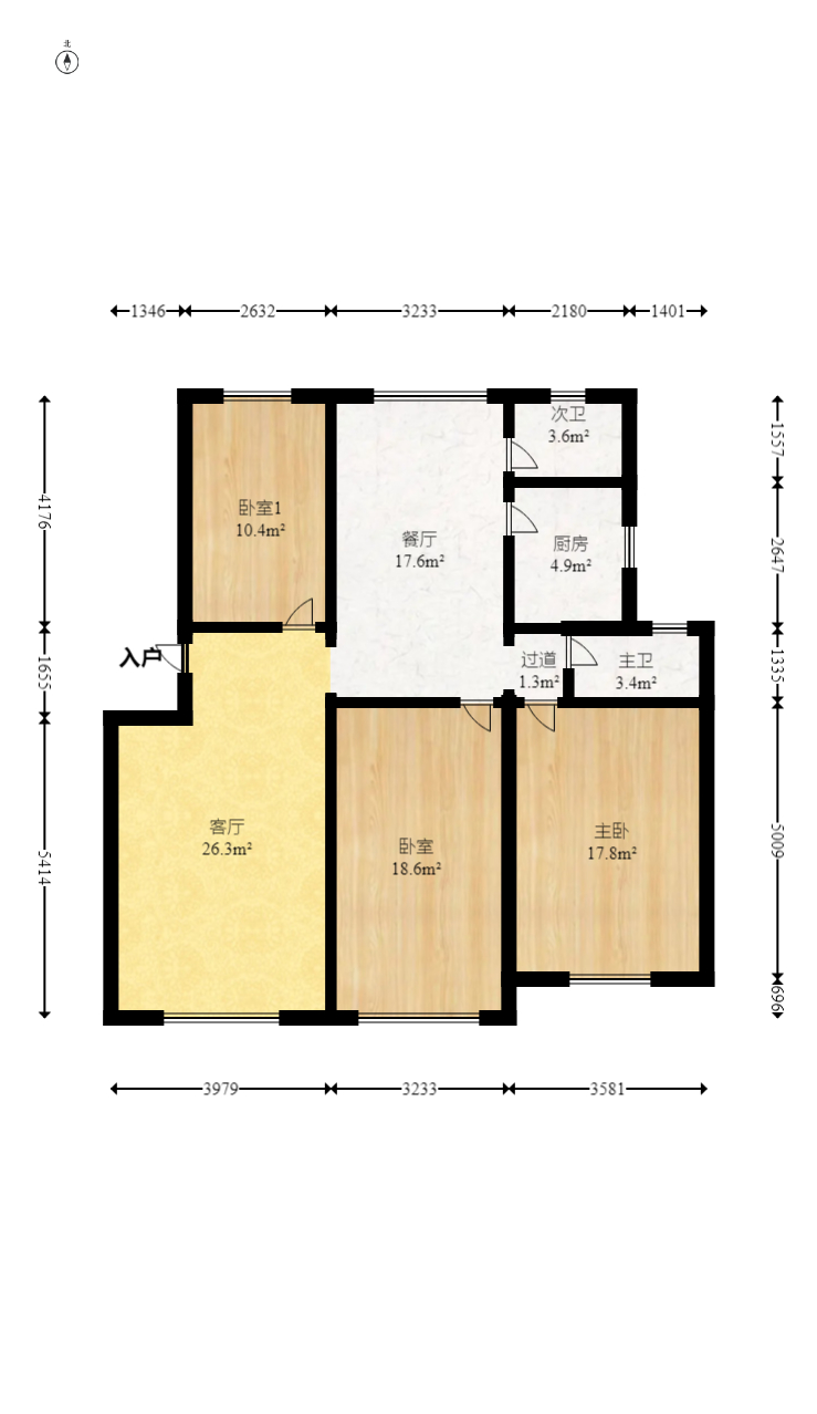 军安苑小区  3室2厅2卫    84.98万室内图1