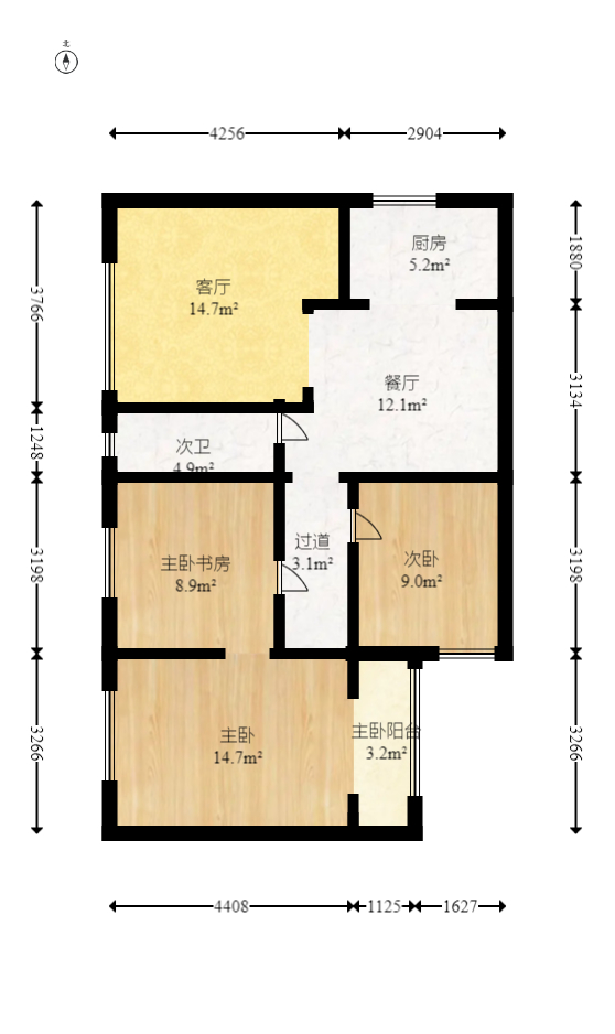 谷山乐园三期  3室2厅1卫    80.0万室内图1