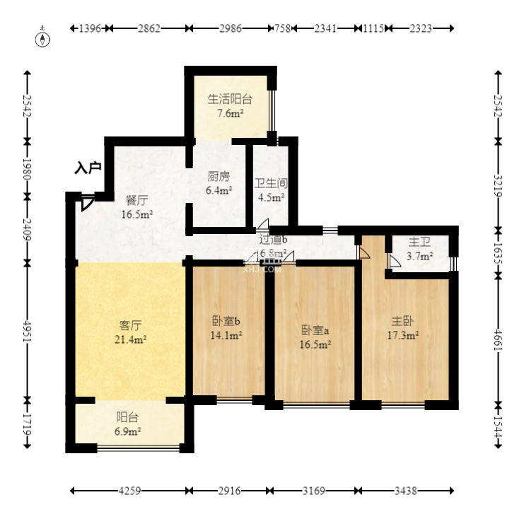 红建大厦  3室2厅2卫   68.00万