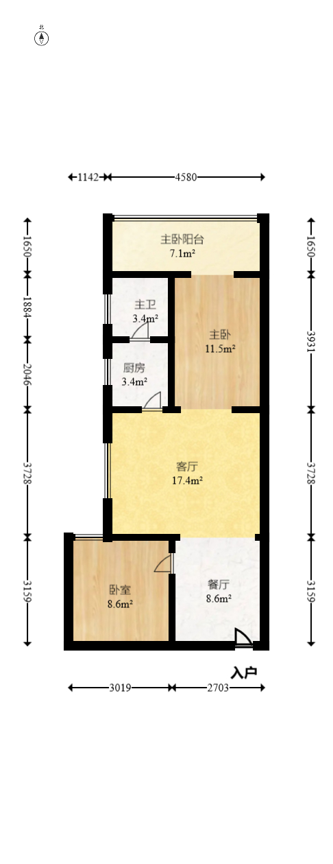 景泰雅苑（景江融城）  2室2廳1衛(wèi)    88.0萬(wàn)室內(nèi)圖1