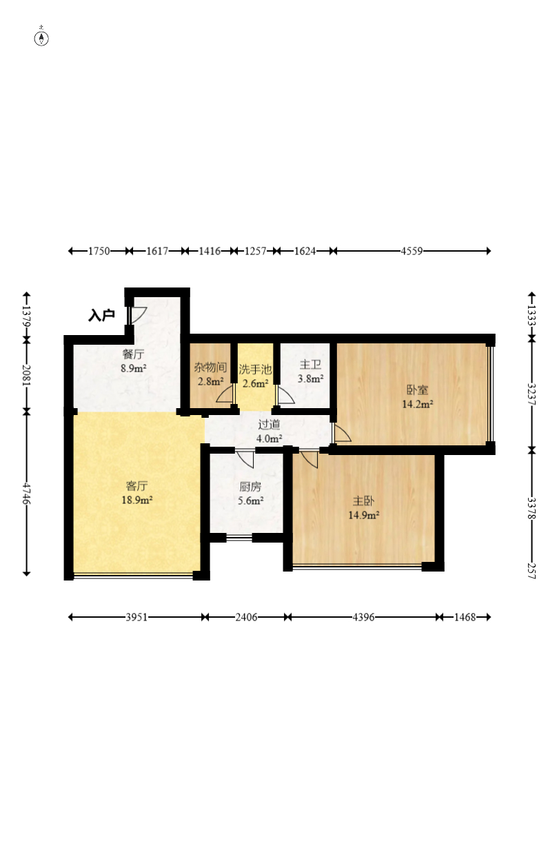 华远国际公寓  2室2厅2卫    178.0万 华远国际公寓  2室2厅2卫    178.0万户型图