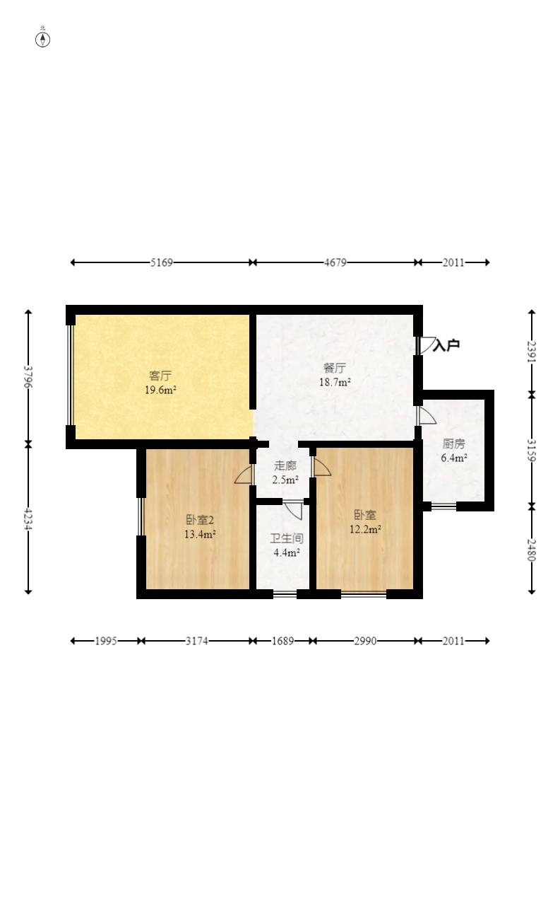 时代星城 2室2厅1卫 66.80万 时代星城 2室2厅1卫 66.80万户型图