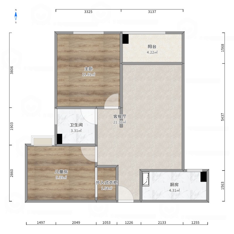 中天会展城B区  2室2厅1卫   2500.00元/月室内图1