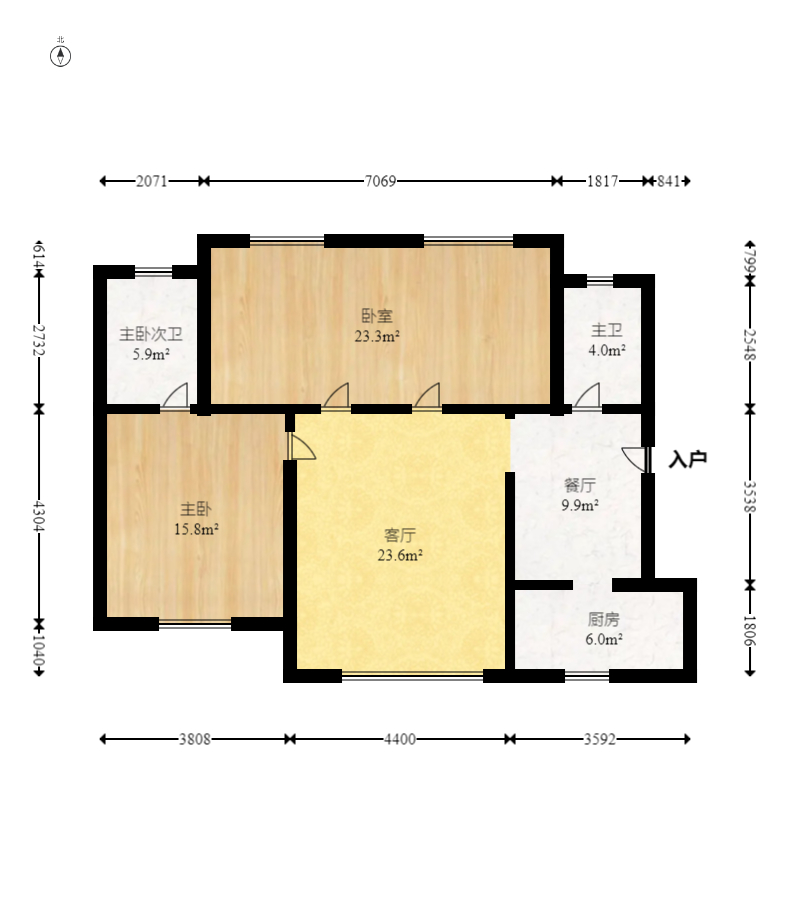 和悦城(蟠龙景苑) 3室2厅2卫 67.0万 和悦城(蟠龙景苑) 3室2厅2卫 67.0万户型图