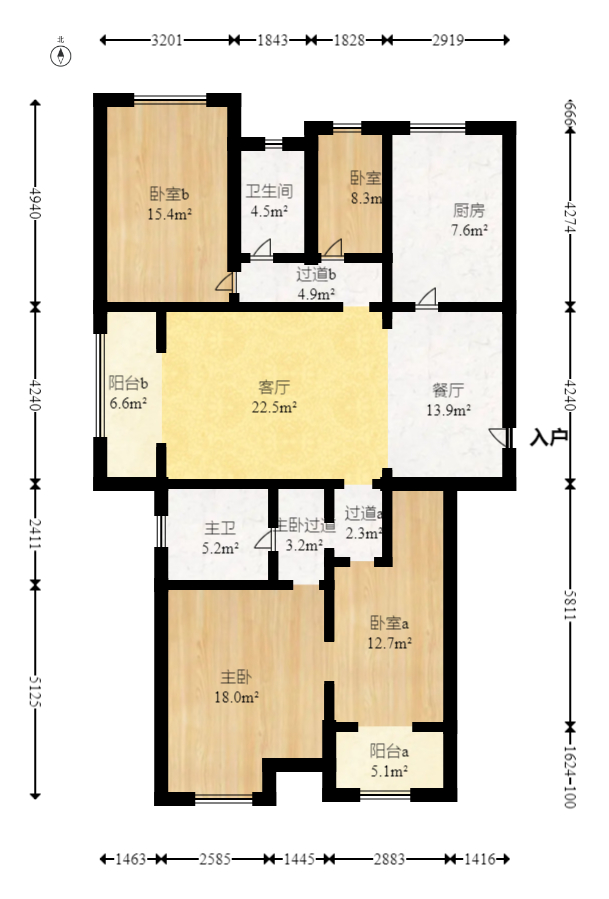新城国际花都  4室2厅2卫   88.80万室内图1