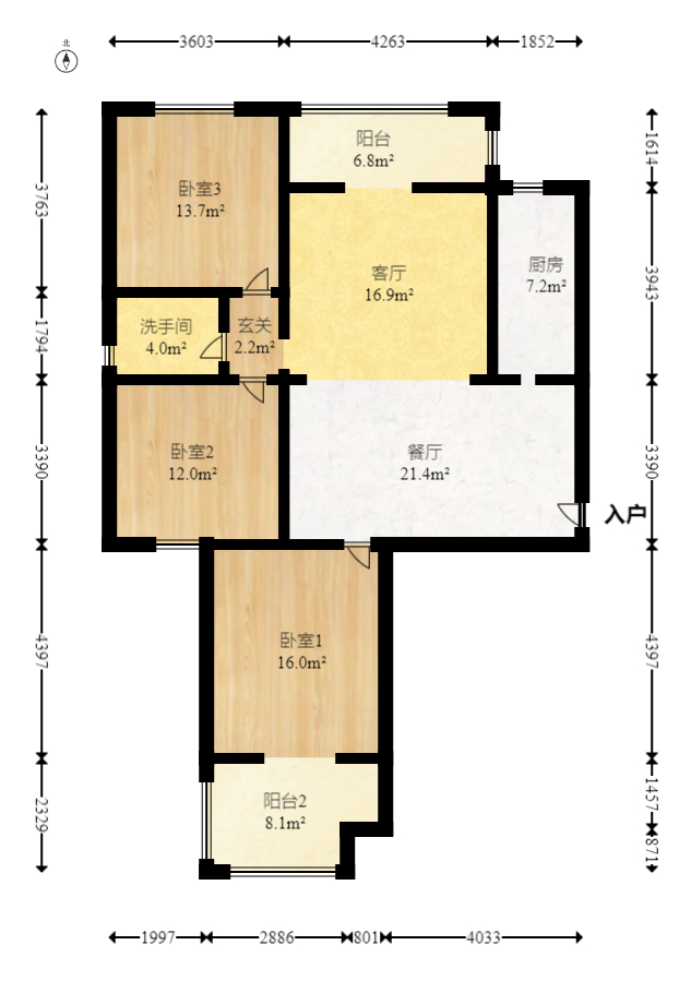 巢之恋 3室2厅1卫 80.0万 巢之恋 3室2厅1卫 80.0万户型图