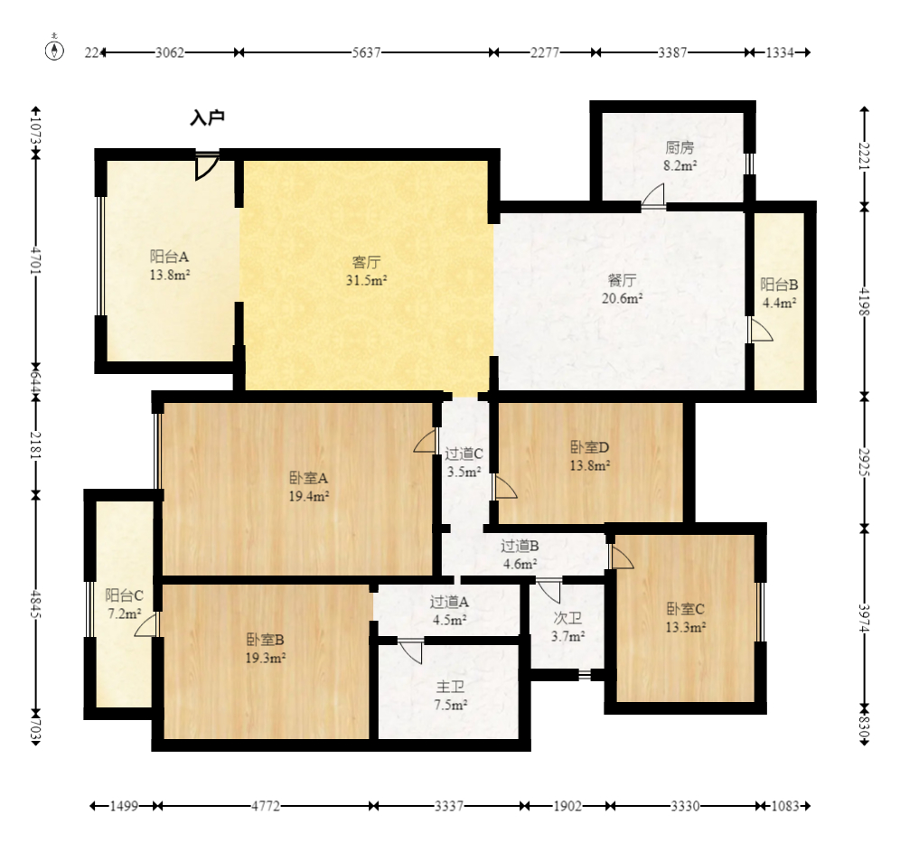 奥林匹克花园 4室2厅2卫 218.0万 奥林匹克花园 4室2厅2卫 218.0万户型图