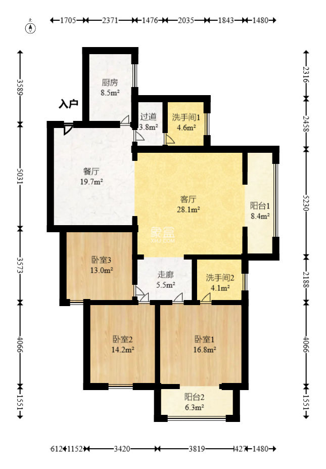 愛地林苑  3室2廳2衛(wèi)   105.00萬