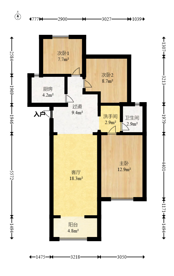 MOMA当代广场 3室2厅1卫 88.00万 MOMA当代广场 3室2厅1卫 88.00万户型图