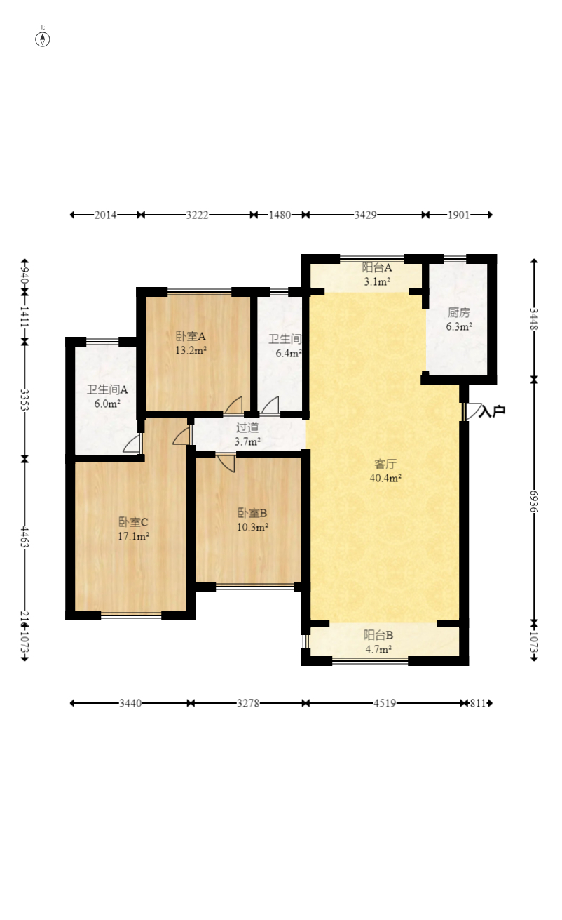圣爵菲斯  3室2厅2卫   115.00万室内图1