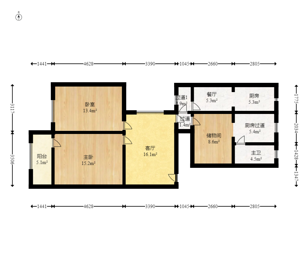 湖南省国防科技工业园(军工苑) 3室1厅1卫 90.0万 湖南省国防科技工业园(军工苑) 3室1厅1卫 90.0万户型图