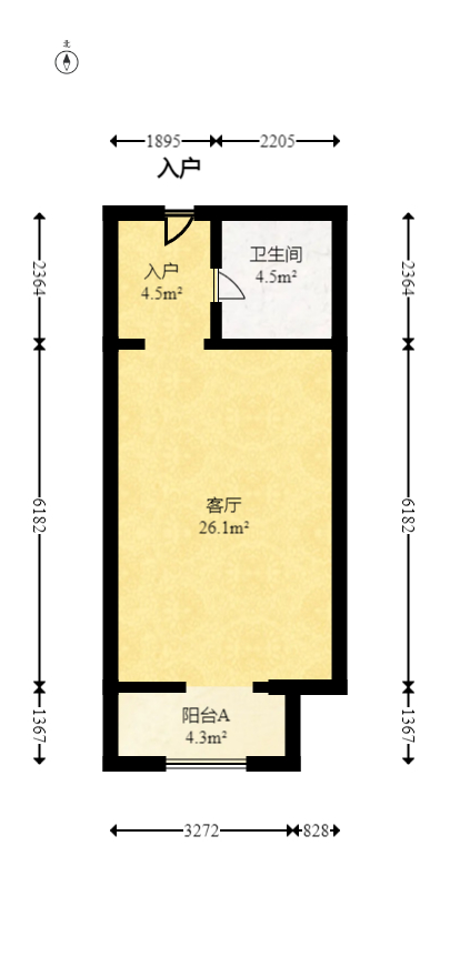 尊邸华庭  1室1厅1卫   40.00万室内图1