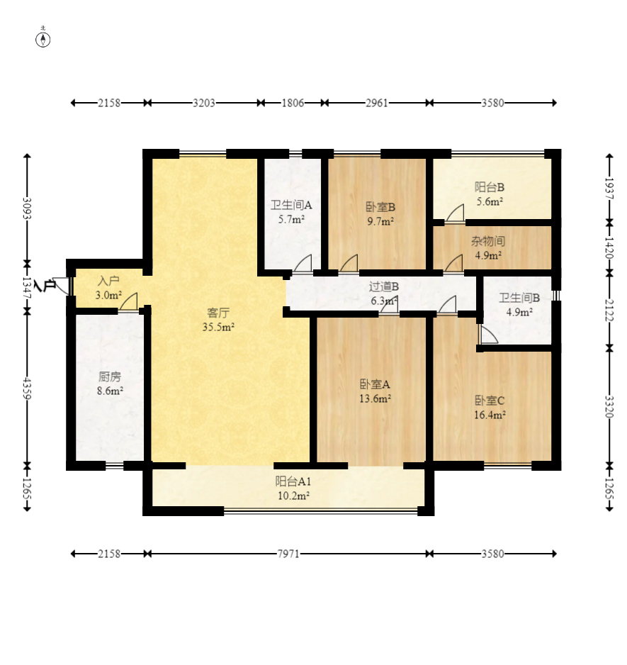 中建嘉和城  4室2厅2卫   118.00万室内图1