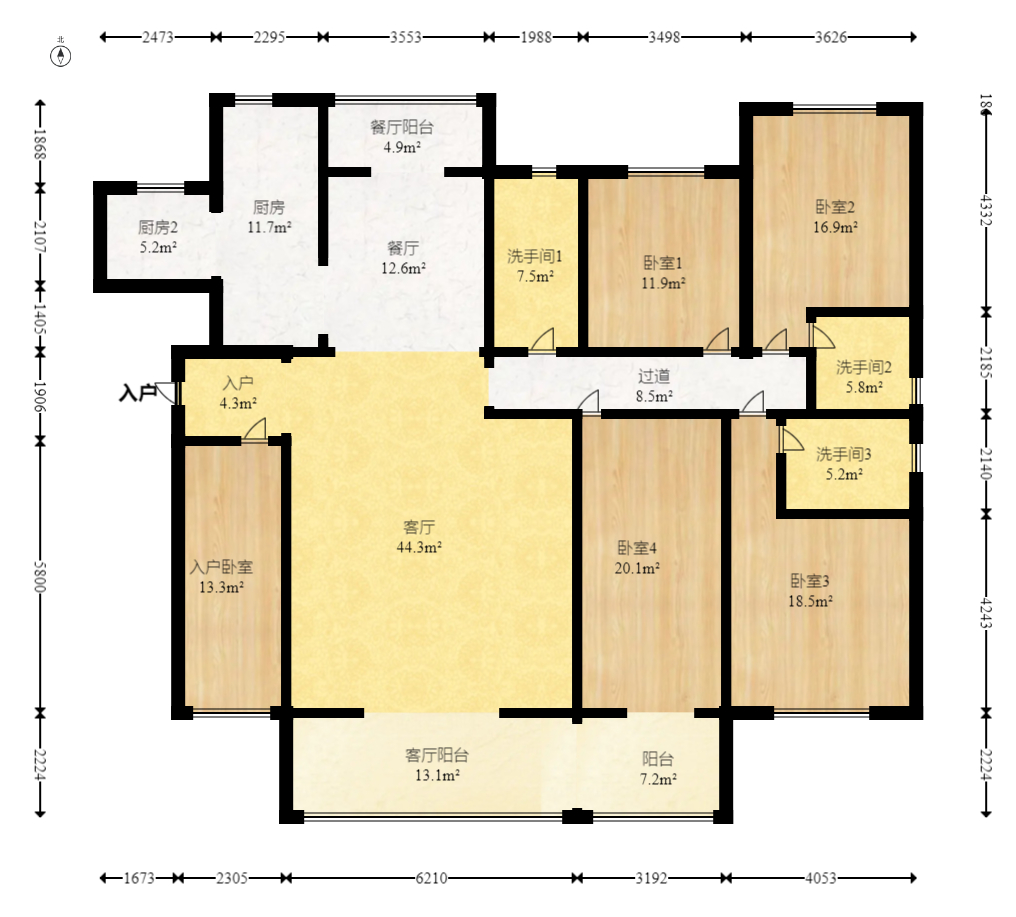 中建江山壹号  4室2厅2卫   565.00万室内图1