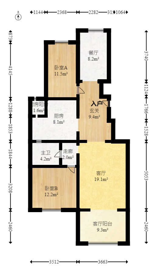绿地公馆（绿地名邸）  3室2厅1卫    111.0万室内图1
