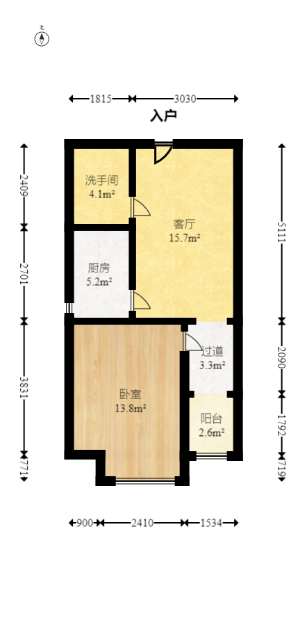 东上一品  1室1厅1卫   48.00万室内图1