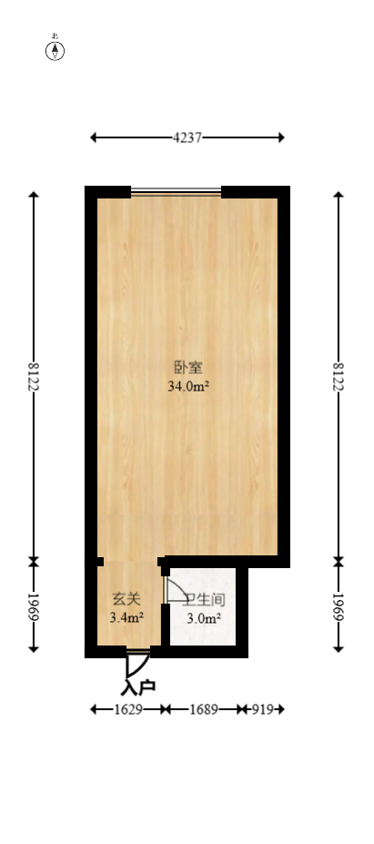 时代先锋  1室1厅1卫   33.00万室内图1