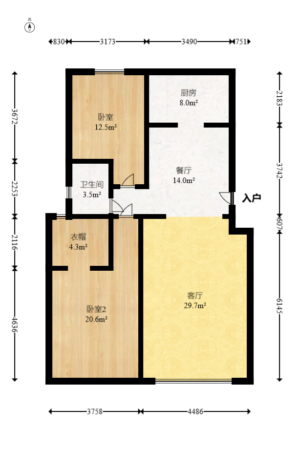 榔梨综合市场  2室2厅1卫   57.40万 榔梨综合市场  2室2厅1卫   57.40万户型图
