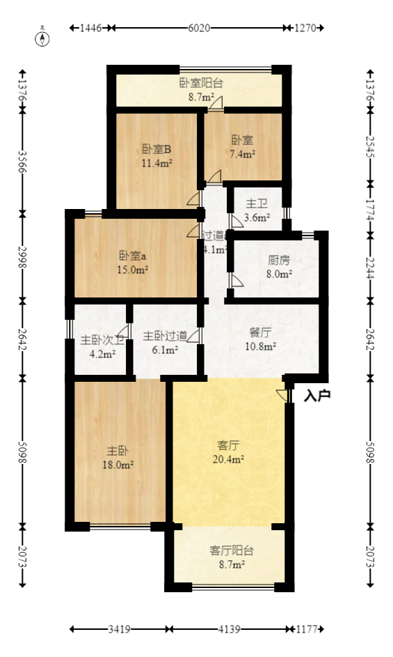 星沙商业步行街  4室2厅2卫    92.19万室内图1