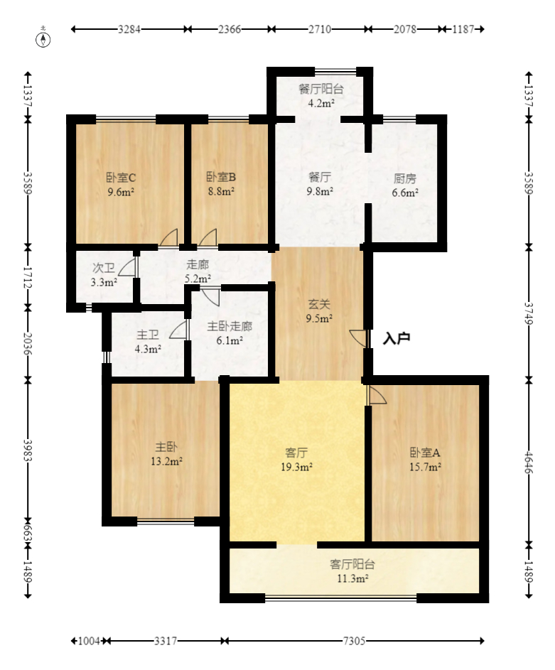 北辰中央公园辰玺洋房区 4室2厅2卫 206.0万 北辰中央公园辰玺洋房区 4室2厅2卫 206.0万户型图