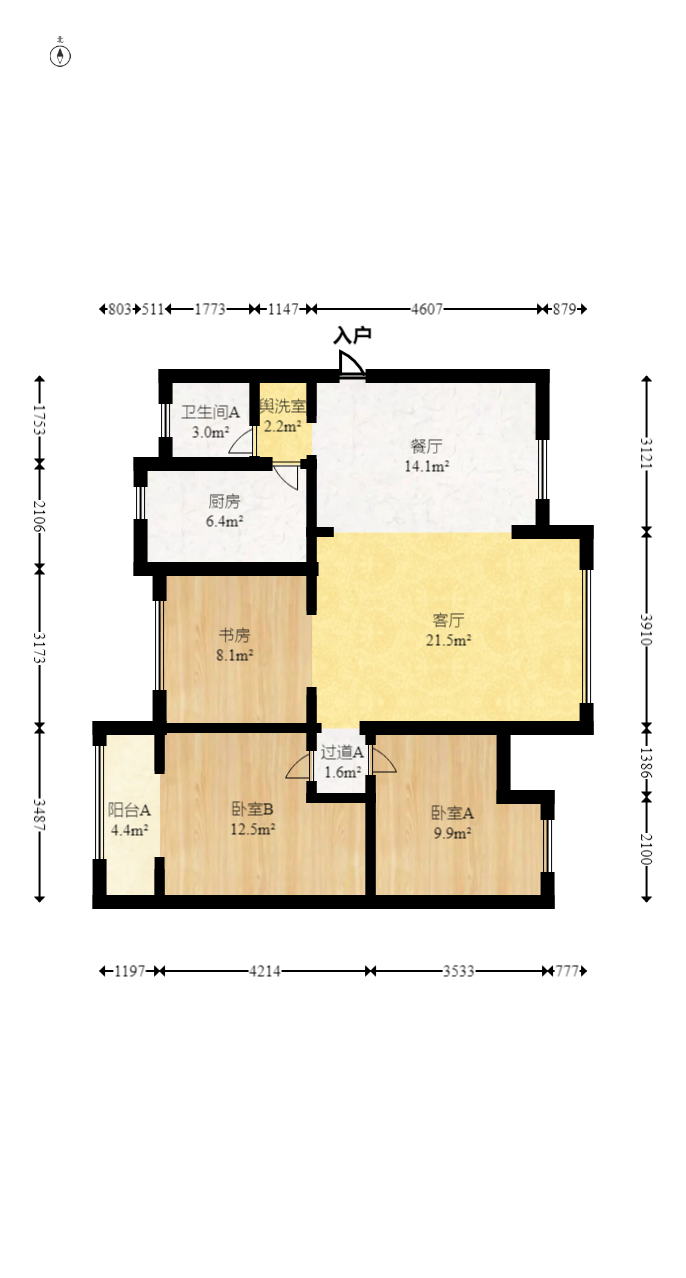 湘府十城（汇财御景湾新寓,汇财国际）  3室2厅1卫   89.00万室内图1