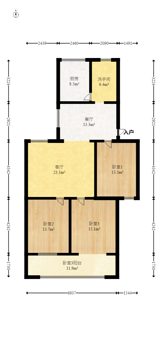 金科園  3室2廳1衛(wèi)    86.8萬室內(nèi)圖1