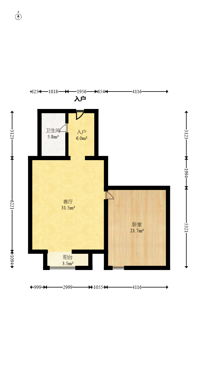 玛依拉山庄  2室1厅1卫   91.00万室内图1