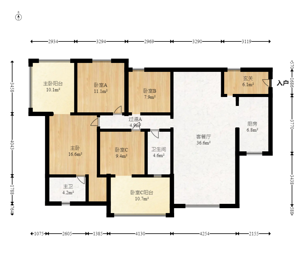 萊茵城  4室2廳2衛(wèi)    138.8萬(wàn)室內(nèi)圖1
