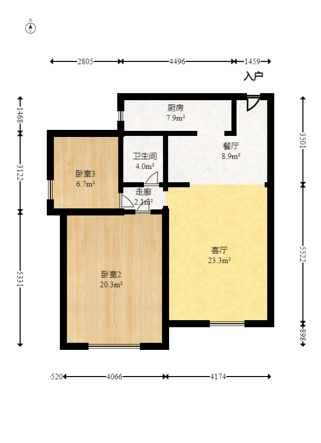 中国铁建国际城一期  2室2厅1卫   49.80万室内图1