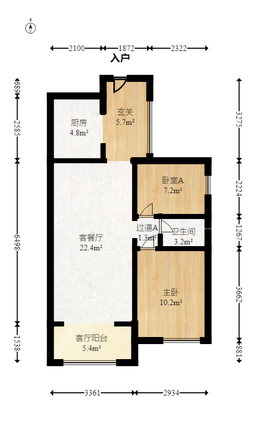 卓越蔚蓝海岸三期  2室2厅1卫   88.80万室内图1
