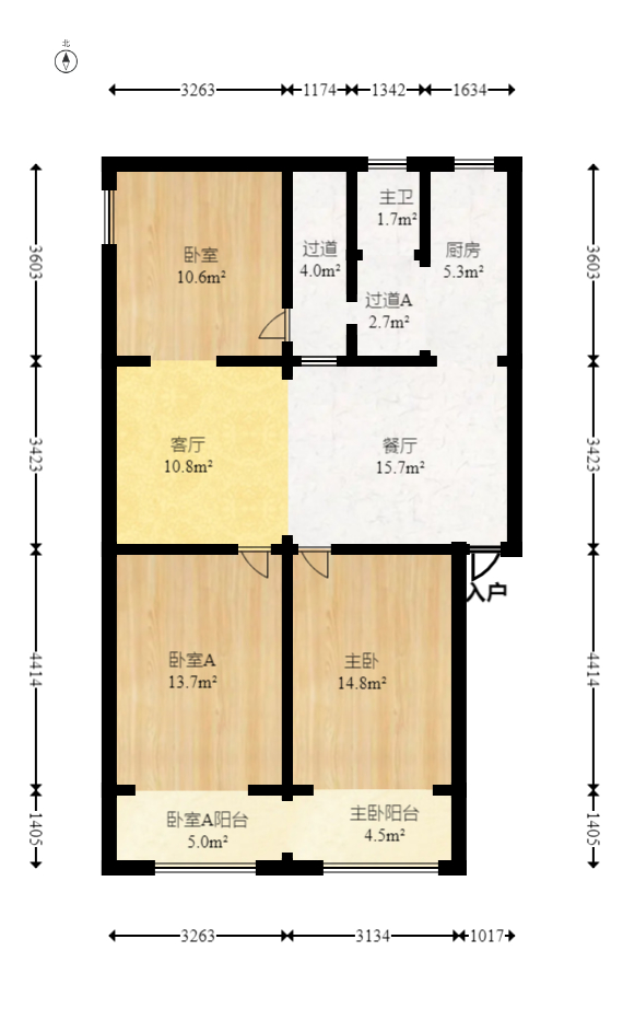 杏花园小区  3室1厅1卫   80.00万室内图1