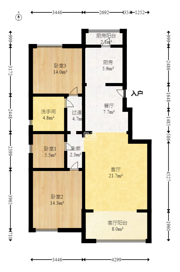 茂华国际湘  3室2厅1卫    104.29万