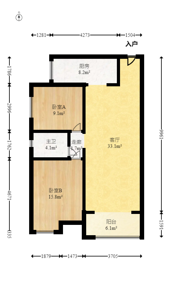 鑫远和城（一、二期）  2室2厅1卫   96.00万室内图1