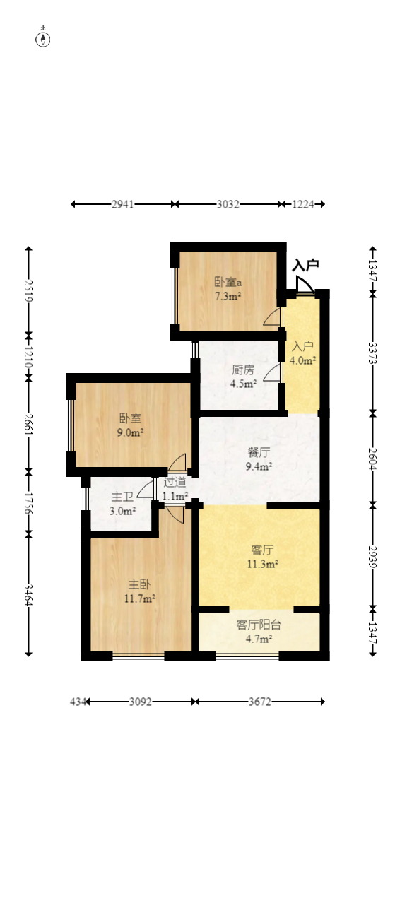 筑梦星园 3室2厅1卫 60.80万 筑梦星园 3室2厅1卫 60.80万户型图