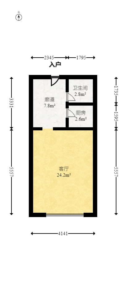 恒泰广场  1室1厅1卫   42.80万室内图1