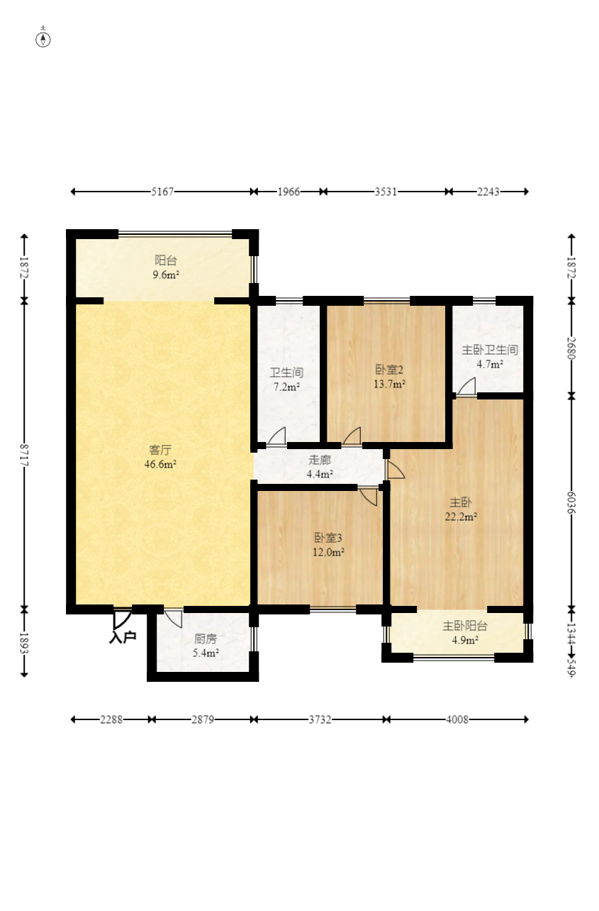 星城国际 3室2厅2卫 68.0万 星城国际 3室2厅2卫 68.0万户型图