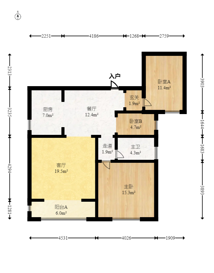 城市山水豪园（山水城市风景）  3室2厅1卫   75.00万室内图1