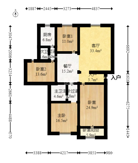和顺园公寓  4室2厅1卫   125.00万