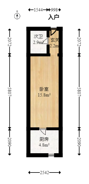 保利麓谷林语I区  1室1厅1卫   23.80万室内图1