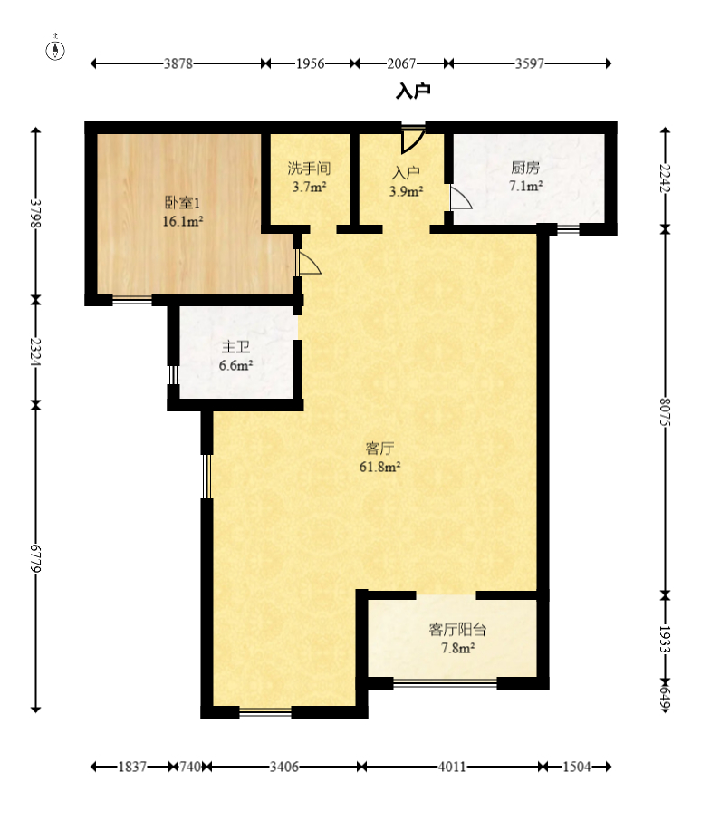 建发中央公园（建发美地）  3室2厅2卫   170.00万室内图1