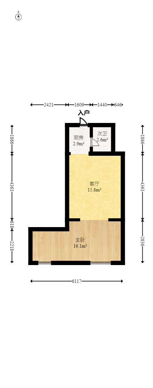 塞纳公馆  1室1厅1卫   33.00万室内图1