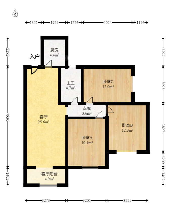 丽水熙园  3室2厅1卫   103.00万室内图1